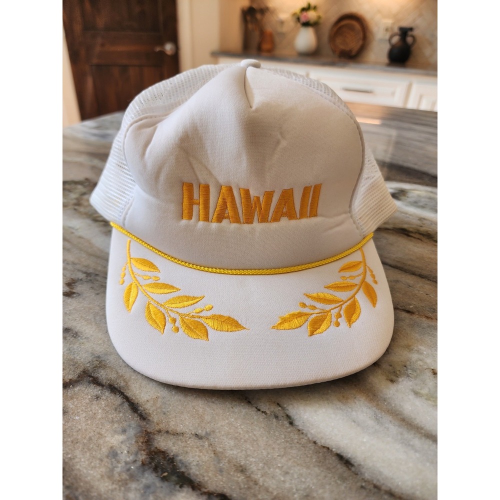 Vintage 80s Hawaii Trucker‎ Hat Baseball Cap Snapback Foam Hawaiian Headwear